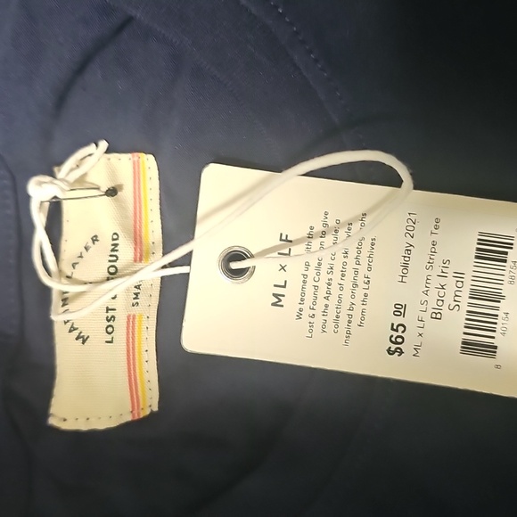 MARINE layer ML x LF Long Sleeve Arm Stripe Tee in Black Iris - Picture 6 of 7